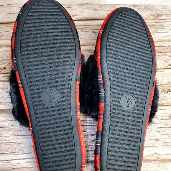 Victoria's Secret Red and Black Tartan Slippers - Picture 8 of 8